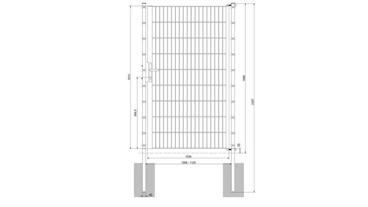 planeo Universaltor leicht 1-flg. Feuerverzinkt H 1800 x B 1090 mm inkl. Torpfosten