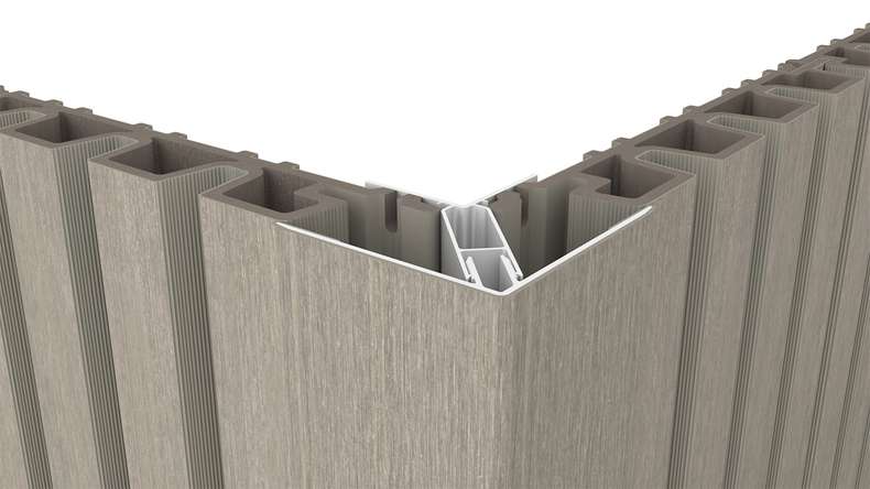 planeo LINEA - Alu CoEx Außeneckprofil Hellgrau 3000 x 66 x 66 mm