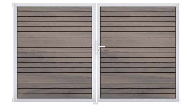 planeo Gardence Trendy - BPC-Rhombus-Tor - 2-flügelig Bi-Color co-ex mit Alurahmen