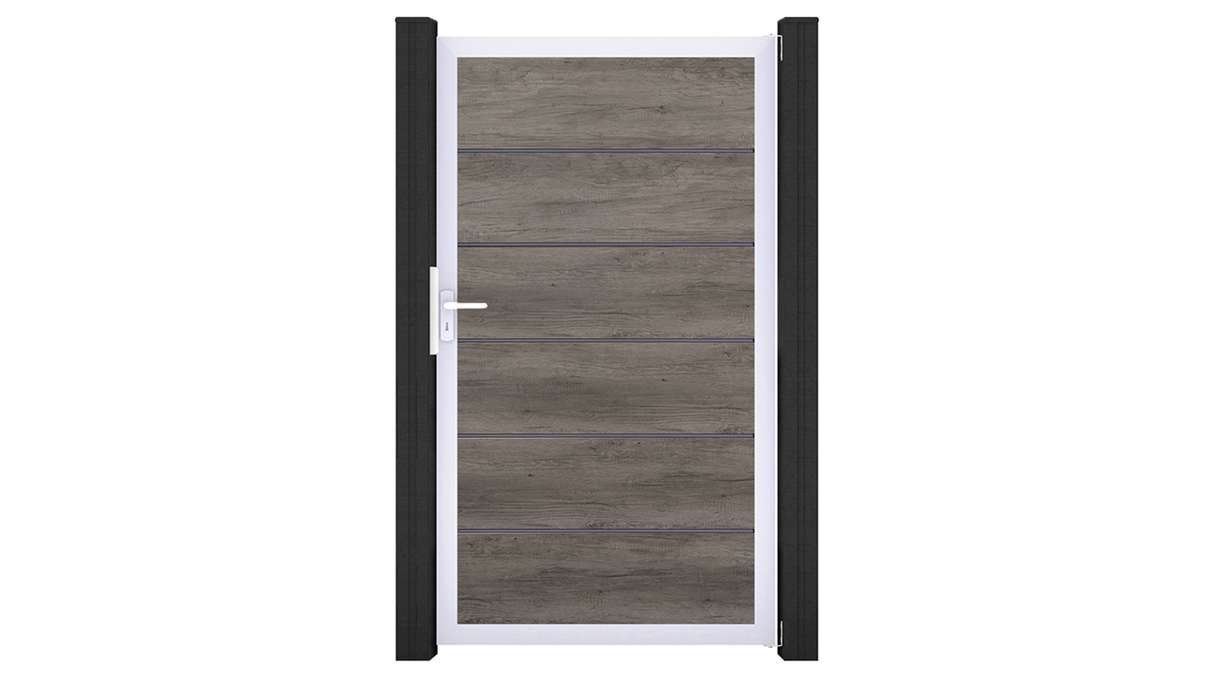 planeo Gardence Simply Premium - PVC-Universaltor Monument Oak mit Alu-Rahmen 100 x 180 cm