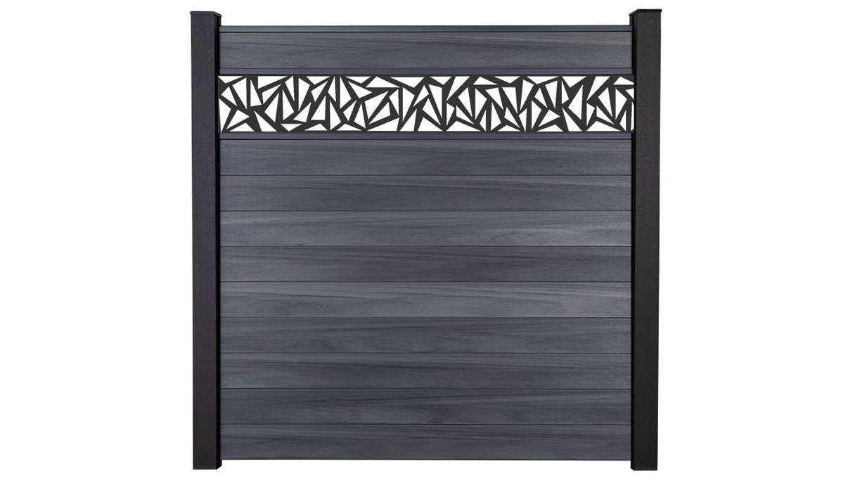 planeo Gardence Strong - BPC-Steckzaun Triangle Steingrau co-ex 180 x 180 cm