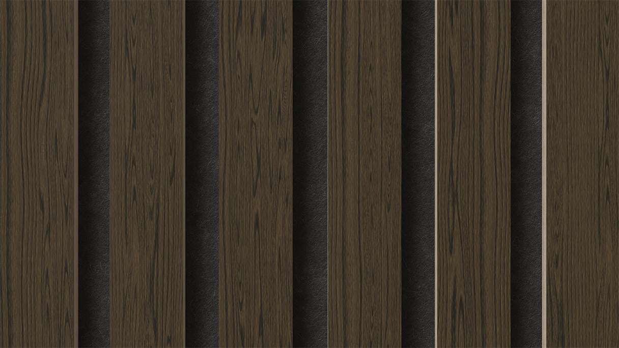 planeo Akustikpaneele - Eiche geräuchert 2480 x 600 x 21.5 mm | schwer entflammbar Brandschutz Klasse B