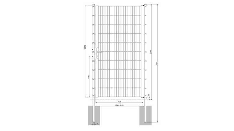 planeo Universaltor leicht 1-flg. Feuerverzinkt H 2000 x B 1090 mm inkl. Torpfosten