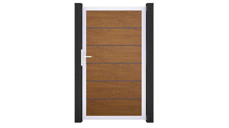 planeo Gardence Simply Premium - PVC-Universaltor Golden Oak mit Alu-Rahmen 100 x 180 cm