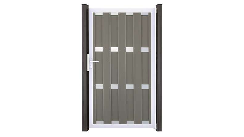 planeo Gardence Premade - BPC-Tor DIN Rechts Hellgrau 100 x 180 x 4cm - Rahmen Silber