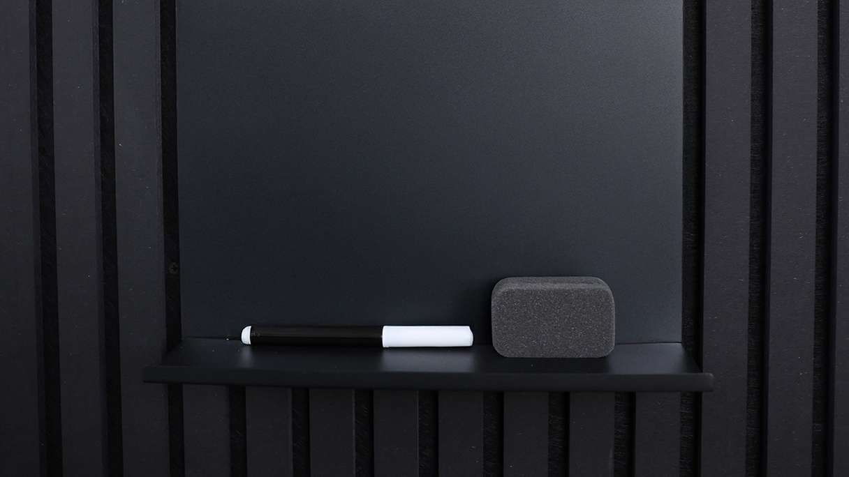 planeo Magnettafel mit Ablage - Schwarz inkl. 2 Magneten inkl. Schrauben