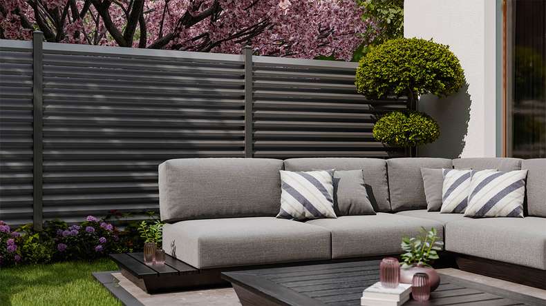 planeo Gardence Metallic Rhombus - Alu-Gartenzaun Quadratisch Anthrazit | DB703
