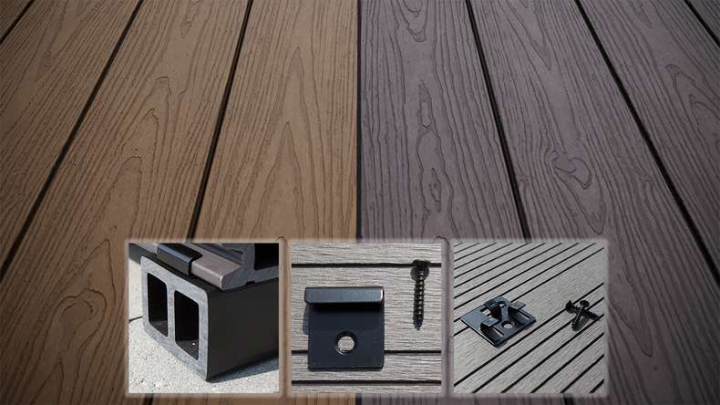 planeo CoEXWood WPC-Terrasse Komplett-Set Massivdiele - Hellbraun/Dunkelbraun strukturiert