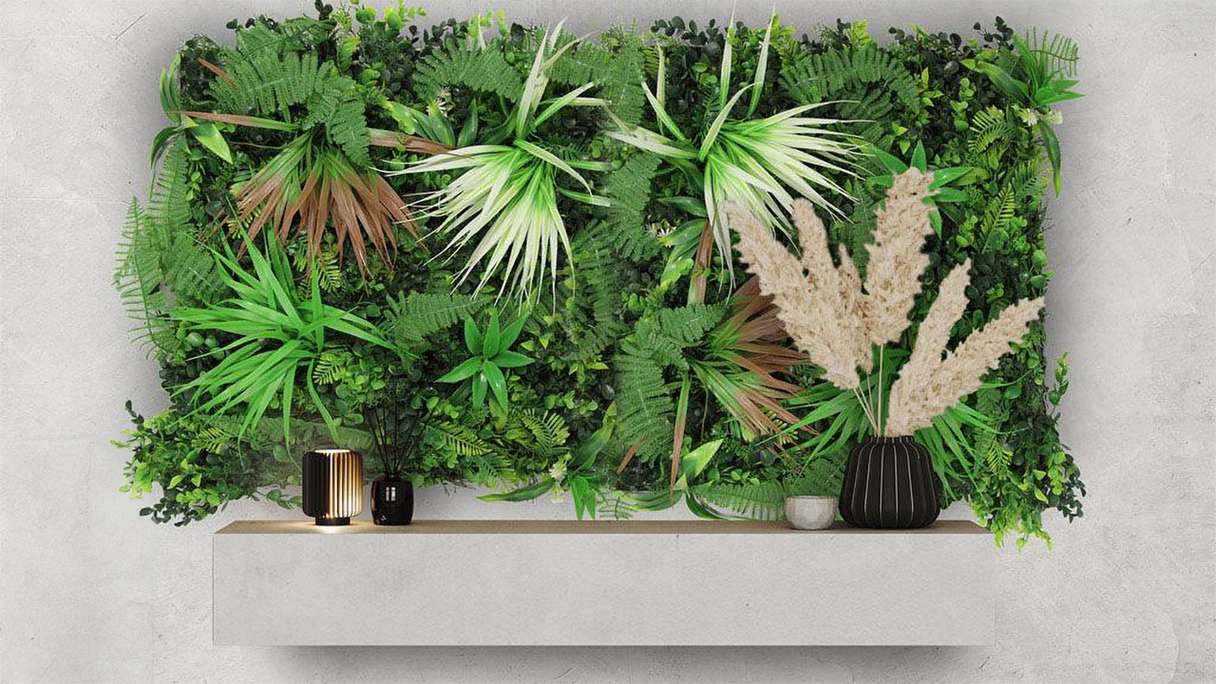 planeo Akustikpaneel - MixWall Leaf Mood Exotic Mixed Flora 52 x 52 cm | Kunstpflanze (PLMW-71111)