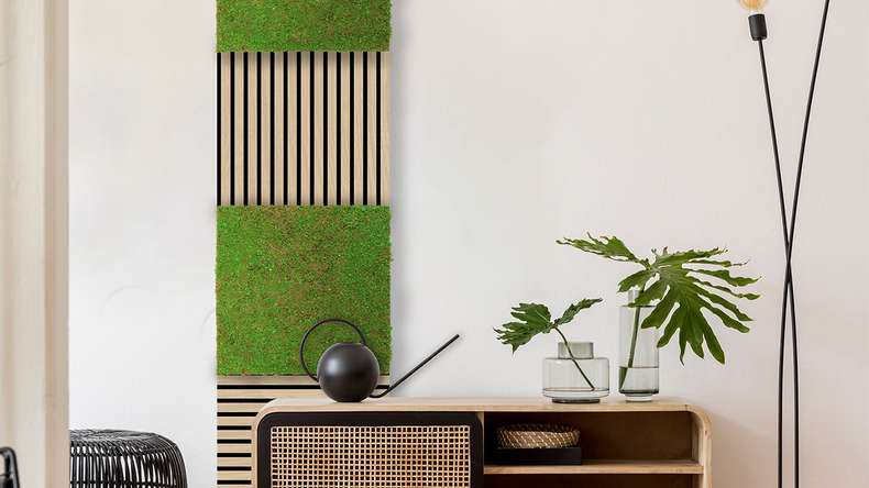 planeo Akustikpaneel - MixWall Living Leaf Light Green Coconut 52 x 52 cm | Naturpflanze (PLMW-60111)