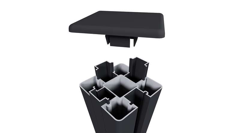 planeo Aluminium Pfostenkappe Schwarz