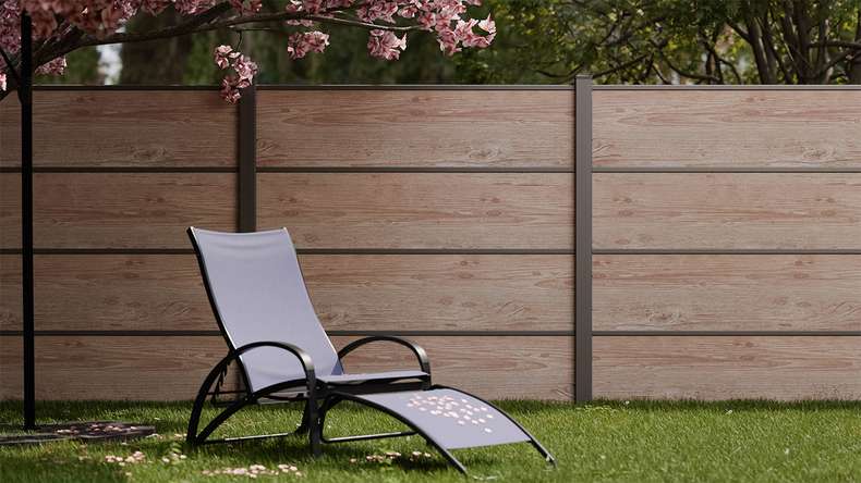 planeo Gardence Resistant - HPL-Steckzaun Holzoptik 180 x 183 cm