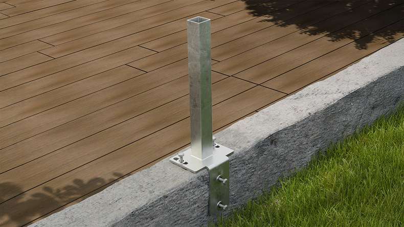 planeo Gardence Strong - GJ 45 L-Stein Konsole 16 x 12 x 40 cm zum Aufdübeln mit integriertem Montageadapter