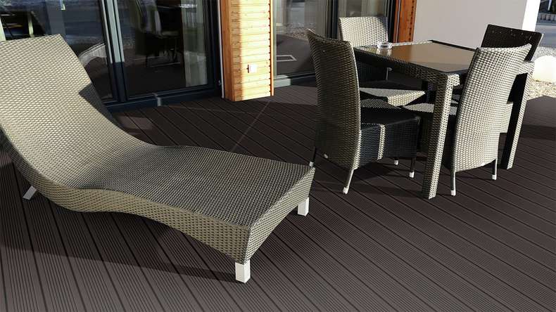 planeo Holzterrasse Massivdiele Bambus Dunkel glatt/grob genutet - 1850 x 137 x 20 mm