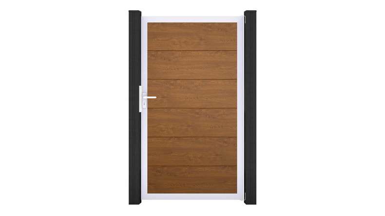planeo Gardence Simply - PVC-Universaltor Golden Oak mit Alu-Rahmen 100 x 180 cm