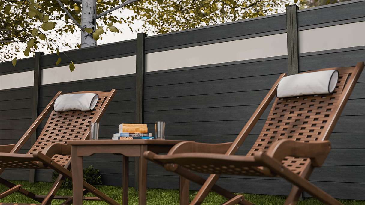 planeo Gardence Strong - BPC-Steckzaun Glas Satiniert Steingrau co-ex 180 x 180 cm