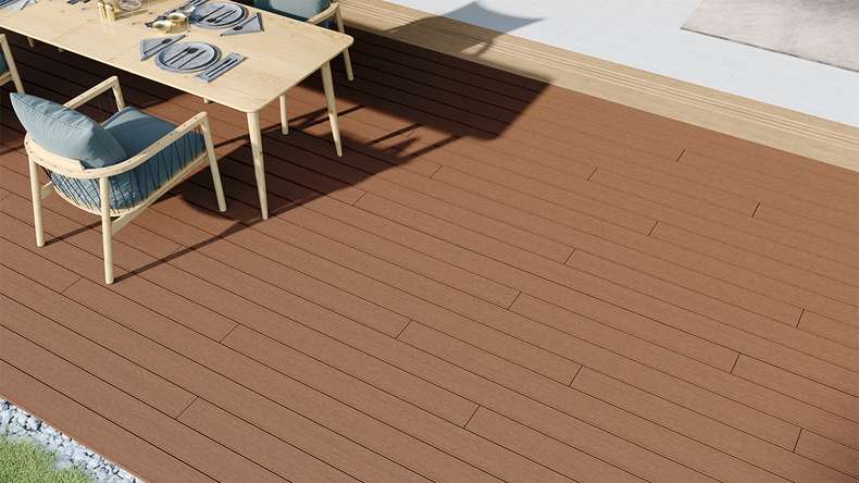 planeo LineWood WPC Terrassendiele Massiv - Hellbraun 4.8m gerillt/genutet
