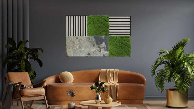 planeo Akustikpaneel - MixWall Mineral Mood Antique Slate 52 x 104 cm | Echtstein (PLMW-30411C)