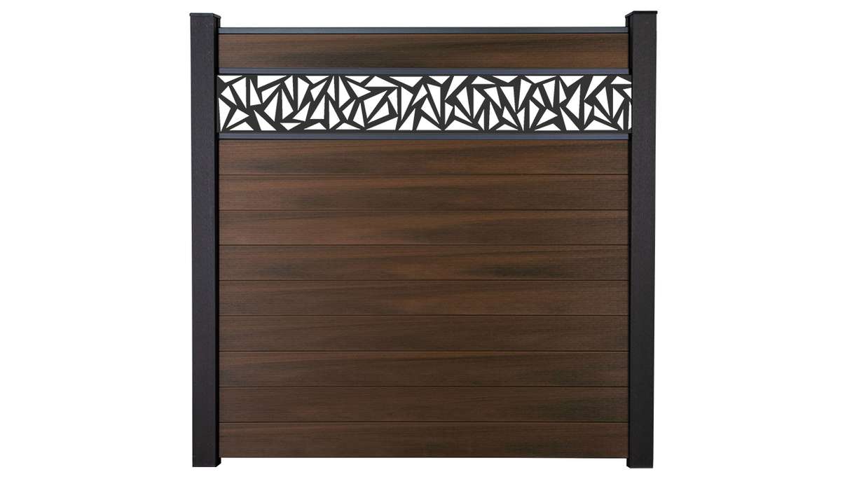 planeo Gardence Strong - BPC-Steckzaun Triangle Walnuss co-ex 180 x 180 cm