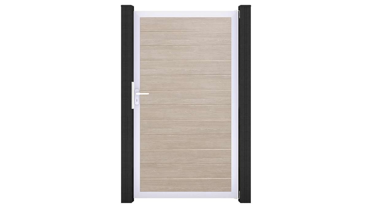 planeo Gardence Simply Small - PVC-Universaltor Sheffield Oak mit Alu-Rahmen 100 x 180 cm