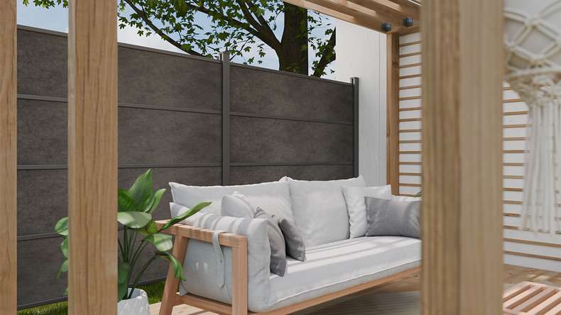 planeo Gardence Resistant - HPL-Steckzaun Anthrazitgrau 180 x 183 cm