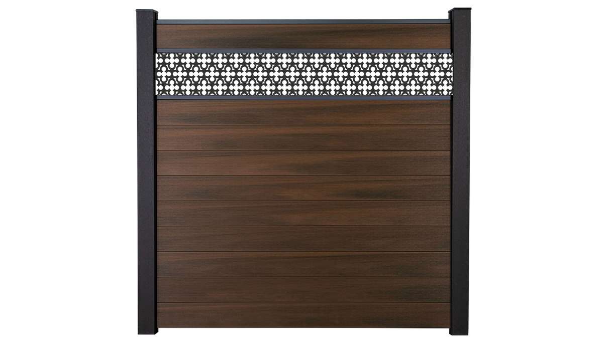 planeo Gardence Strong - BPC-Steckzaun Oriental Walnuss co-ex 180 x 180 cm