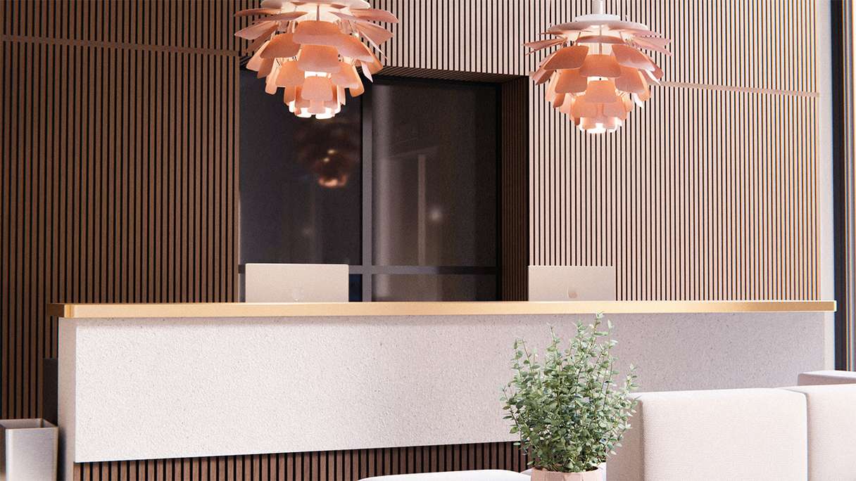 planeo Akustikpaneele - Walnuss 2480 x 600 x 21.5 mm | schwer entflammbar Brandschutz Klasse B