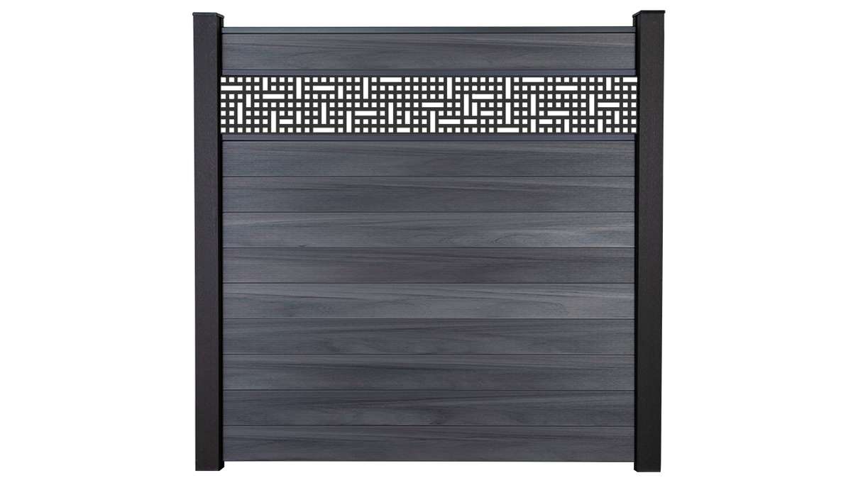 planeo Gardence Strong - BPC-Steckzaun Mesh Steingrau co-ex 180 x 180 cm