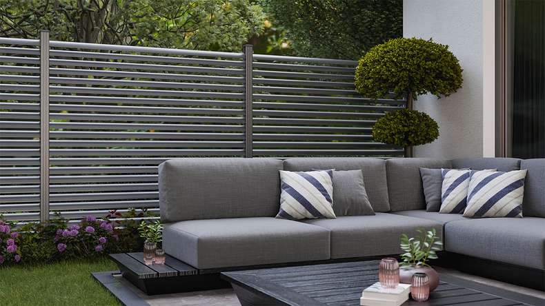 planeo Gardence Metallic Ellipse - Alu-Gartenzaun Quadratisch Anthrazit | DB703