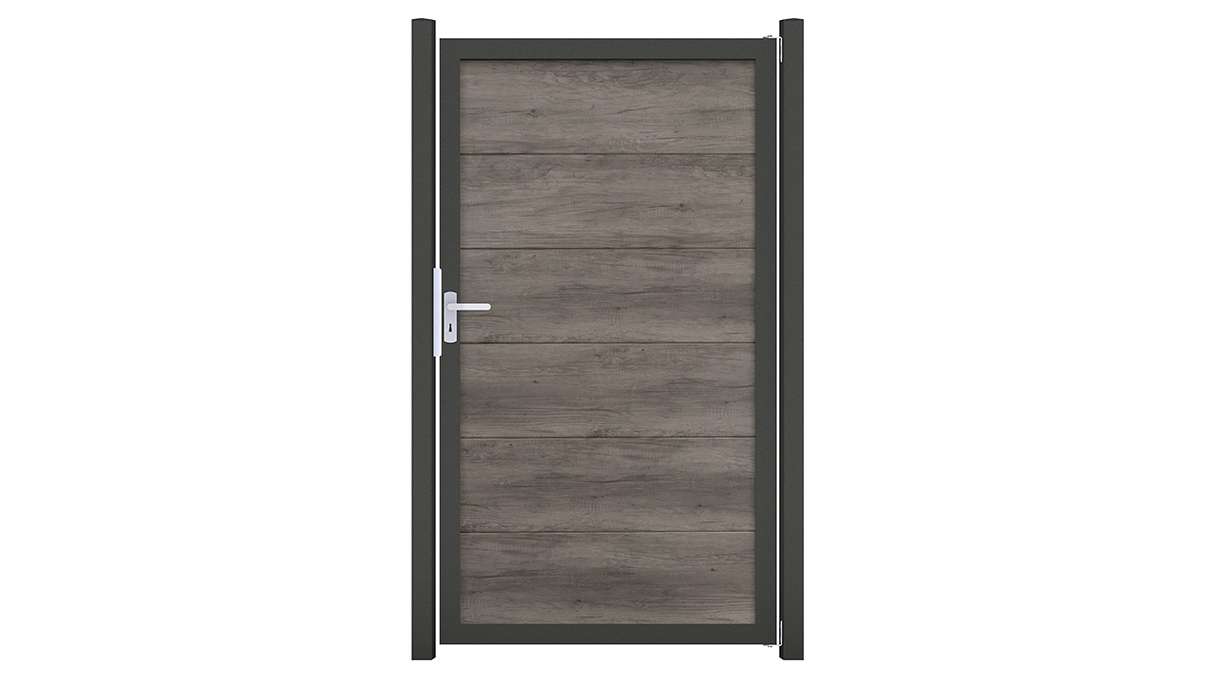 planeo Gardence Simply Guard - PVC-Universaltor Monument Oak mit Alu-Rahmen in Anthrazit | DB703 100 x 180 cm
