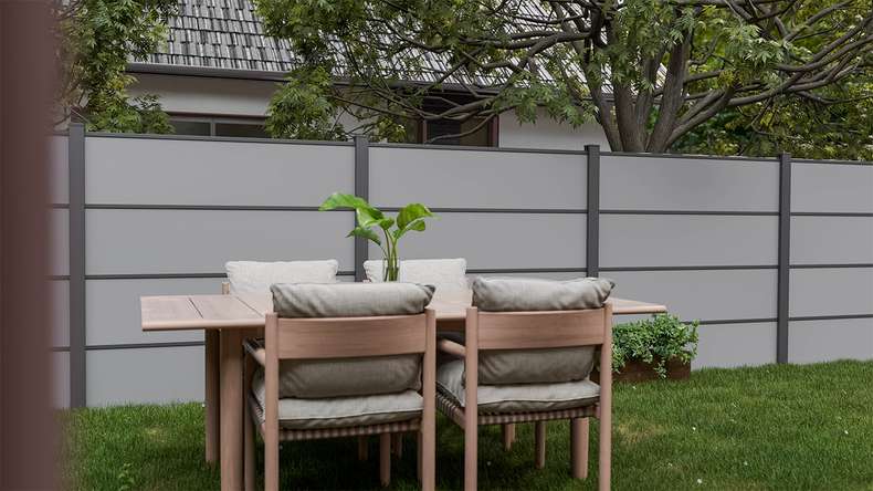 planeo Gardence Resistant - HPL-Steckzaun Uni Grau 180 x 183 cm