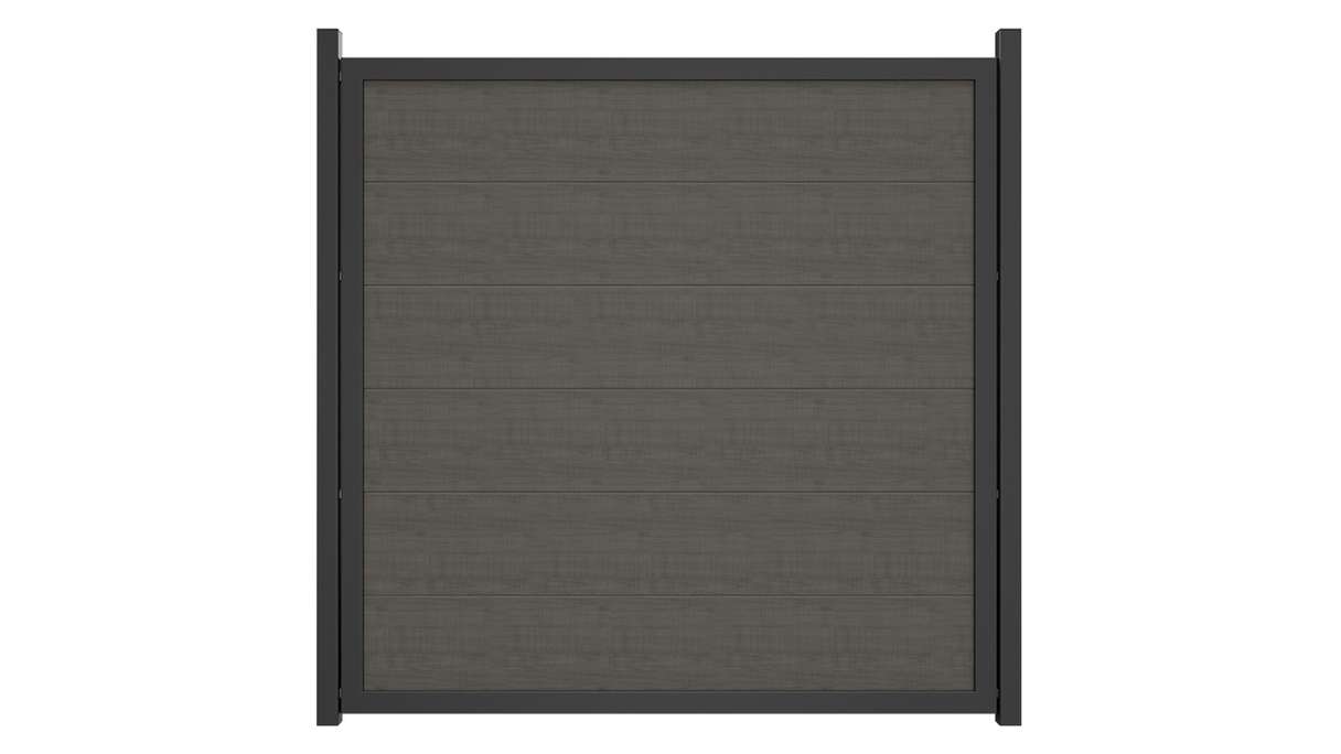 planeo Gardence Simply Guard - PVC-Gartenzaun Grey Ash Cut mit Alu-Rahmen in Anthrazit 180 x 180 cm