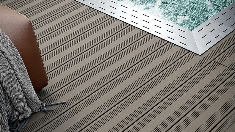 planeo SolidWood WPC Terrassendiele Massiv - Hellgrau 3.6m französisch/strukturiert