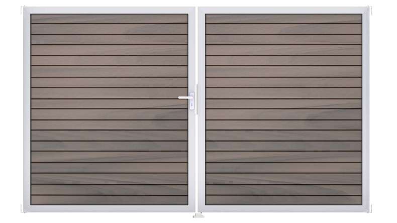 planeo Gardence Trendy - BPC-Rhombus-Tor - 2-flügelig Bi-Color co-ex mit Alurahmen