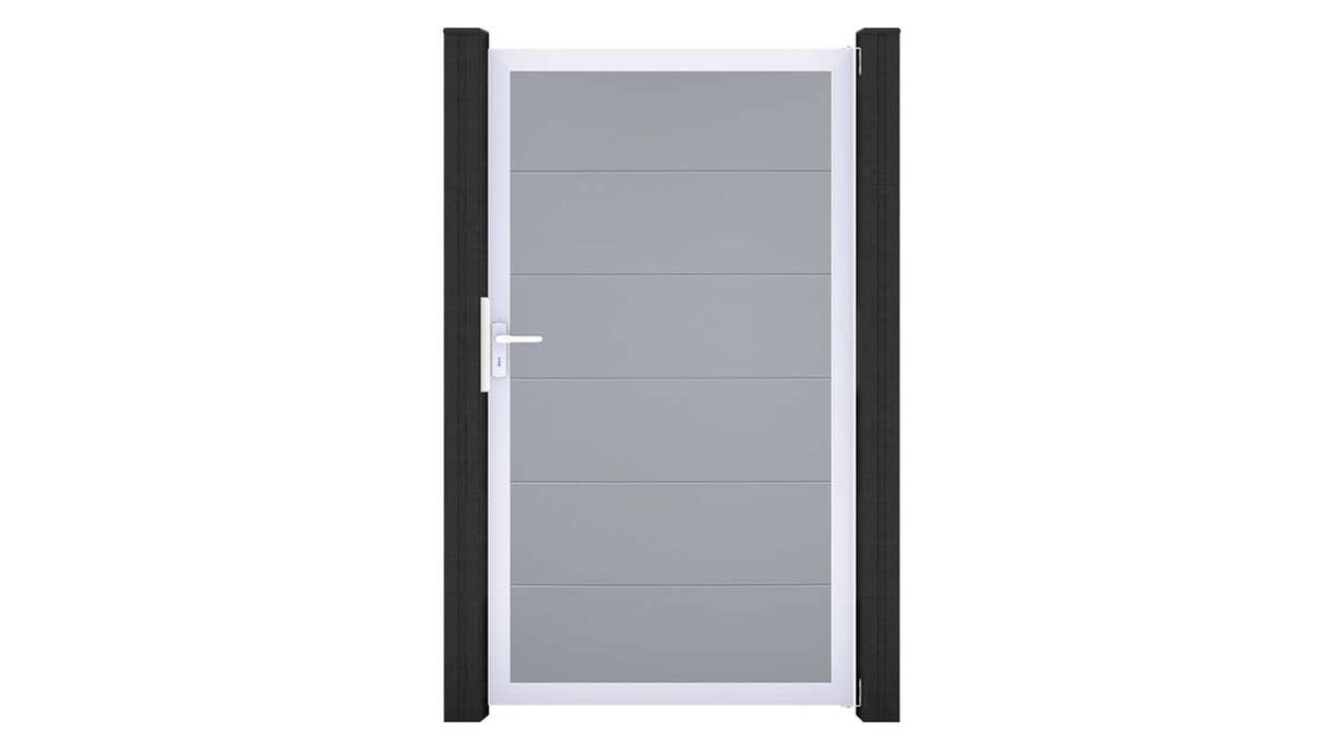 planeo Gardence Simply - PVC-Universaltor Silbergrau mit Alu-Rahmen 100 x 180 cm