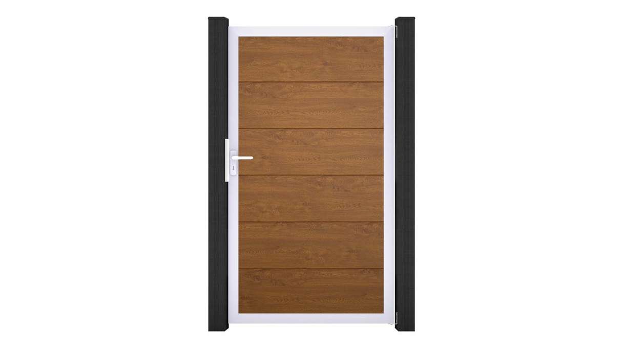 planeo Gardence Simply - PVC-Universaltor Golden Oak mit Alu-Rahmen 100 x 180 cm