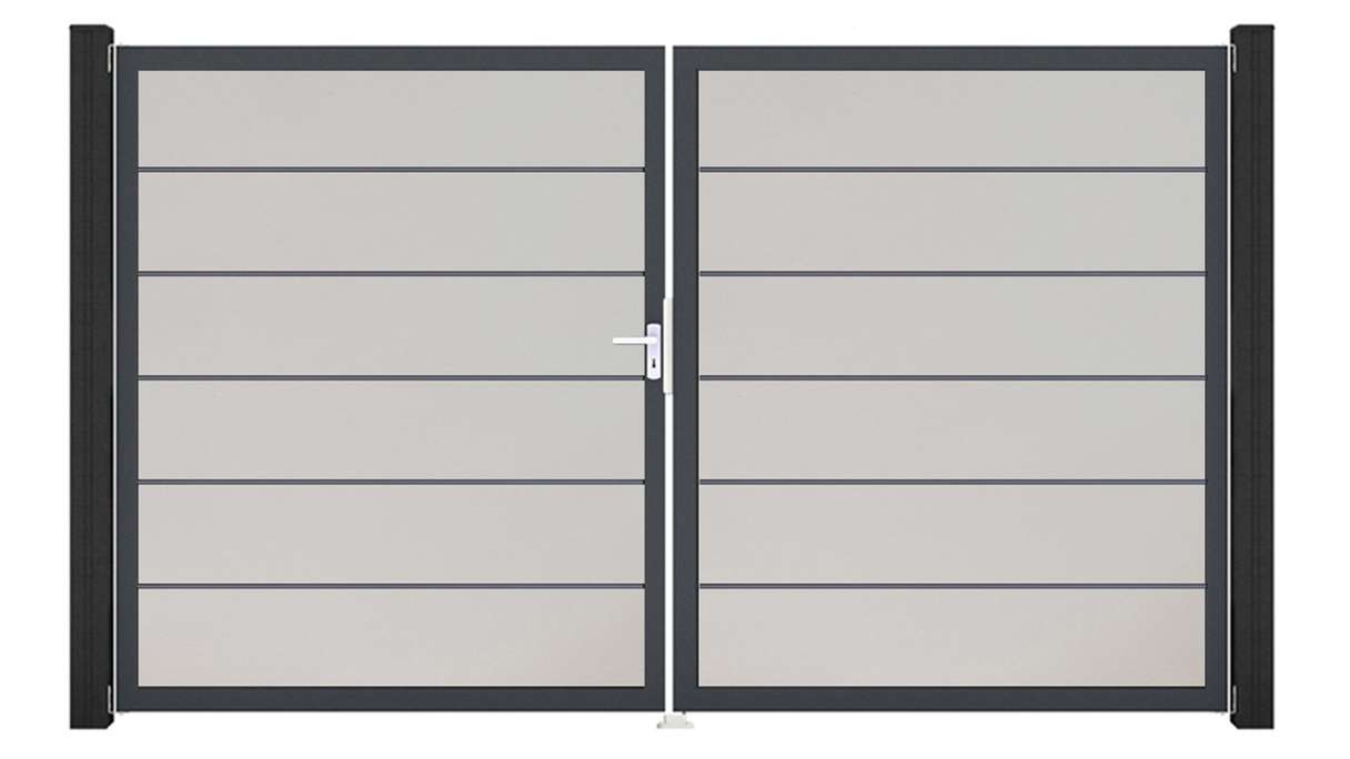 planeo Gardence Simply Premium - PVC-Tor 2-flügelig Weiss mit Alurahmen 300 x 180 cm