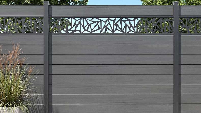 planeo Gardence Strong - BPC-Gartenzaun Quadratisch Steingrau co-ex