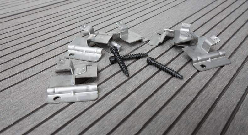 planeo Edelstahl-Terrassenclip WPC-Profi 4mm Fuge - 100 St. inkl. Schrauben