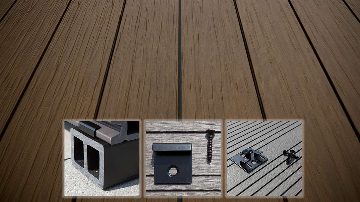 planeo AntikWood WPC-Terrasse Komplett-Set Massivdiele - Braun antik gealtert