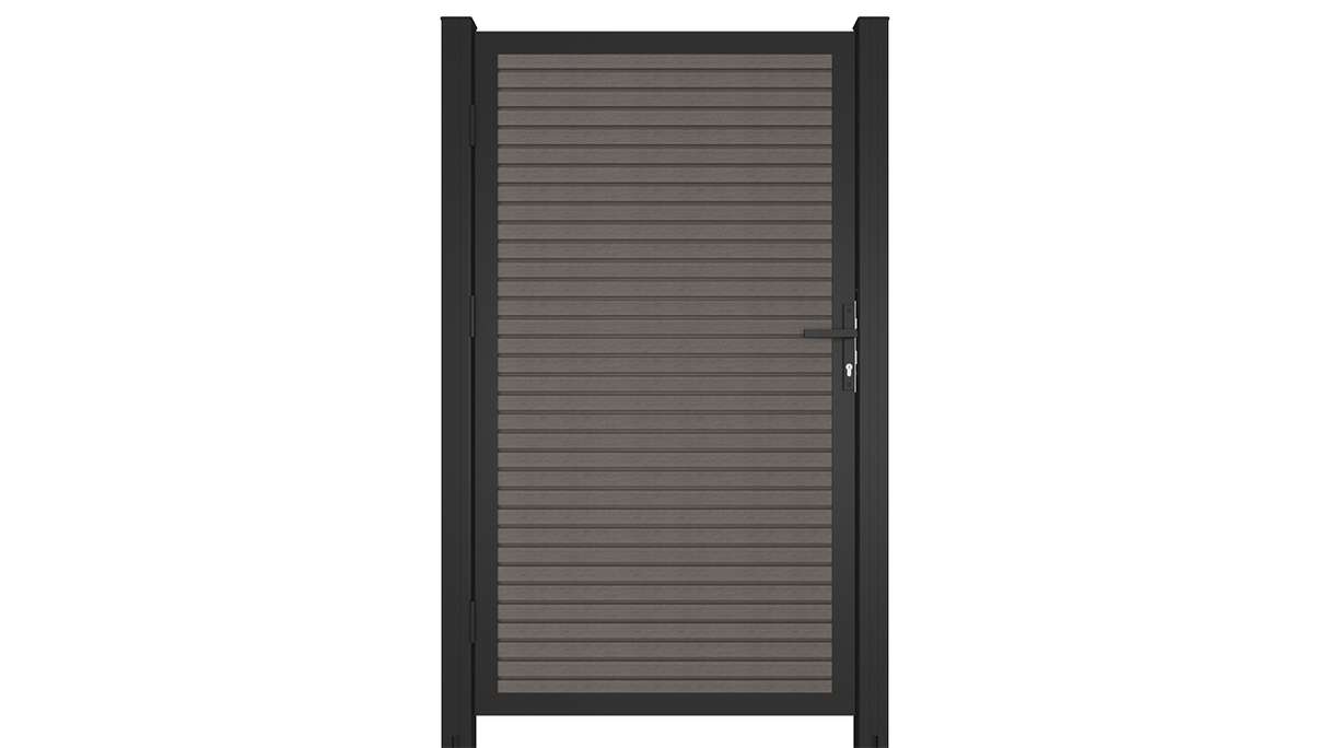 planeo LINEA - WPC CoEx Rhombus Universaltor Dunkelgrau mit Anthrazit Alurahmen 100 x 180 cm