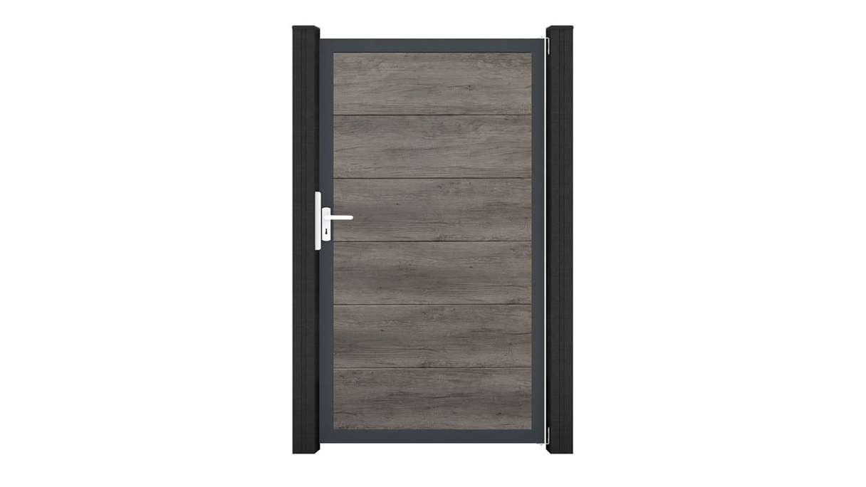 planeo Gardence Simply - PVC-Universaltor Monument Oak mit Alu-Rahmen 100 x 180 cm