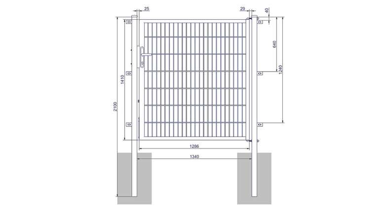 planeo Universaltor medium 1-flg. Moosgrün H 1400 x B 1340 mm inkl. Torpfosten