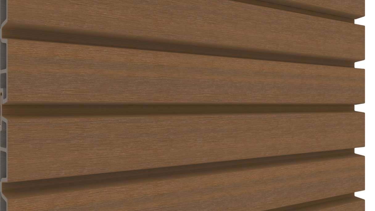 planeo LINEA Wide - WPC CoEx Fassadenverkleidung Burma Teak 2900 x 181 mm