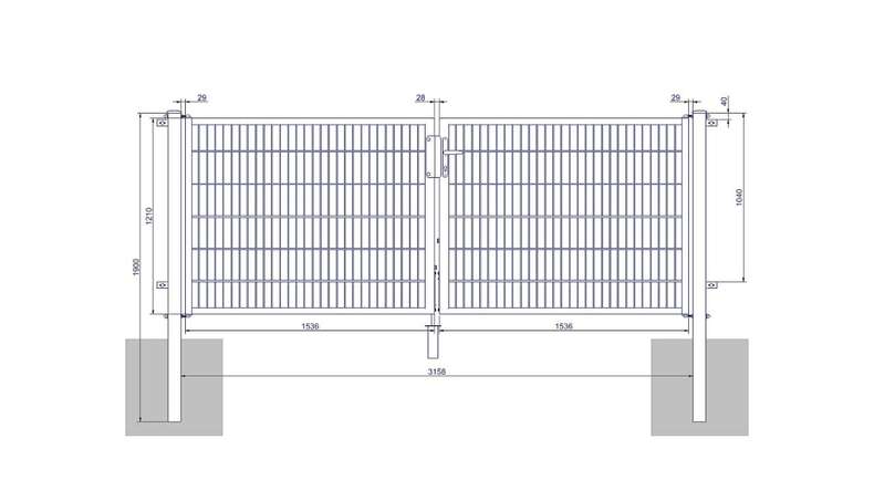 planeo Universaltor medium 2-flg. Anthrazit H 1200 x B 3158 mm inkl. Torpfosten