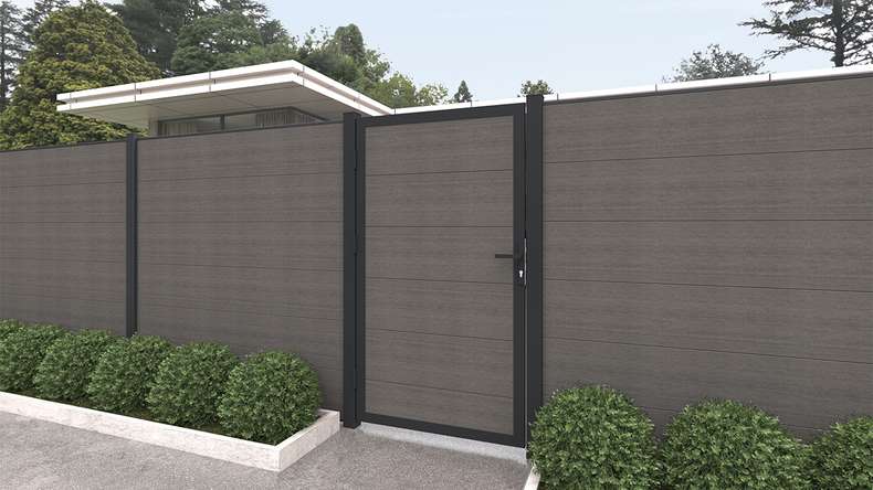 planeo INFINITY XL-Board - WPC CoEx Universaltor Dunkelgrau mit Anthrazit Alurahmen 100 x 180 cm