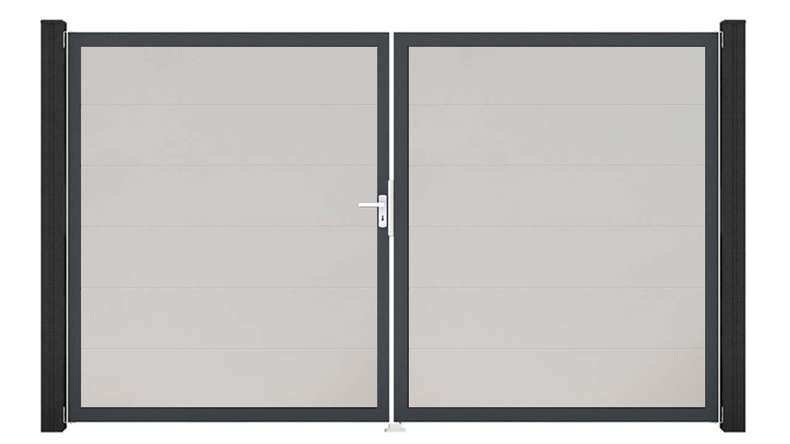 planeo Gardence Simply - PVC-Tor 2-flügelig Weiss mit Alurahmen 
