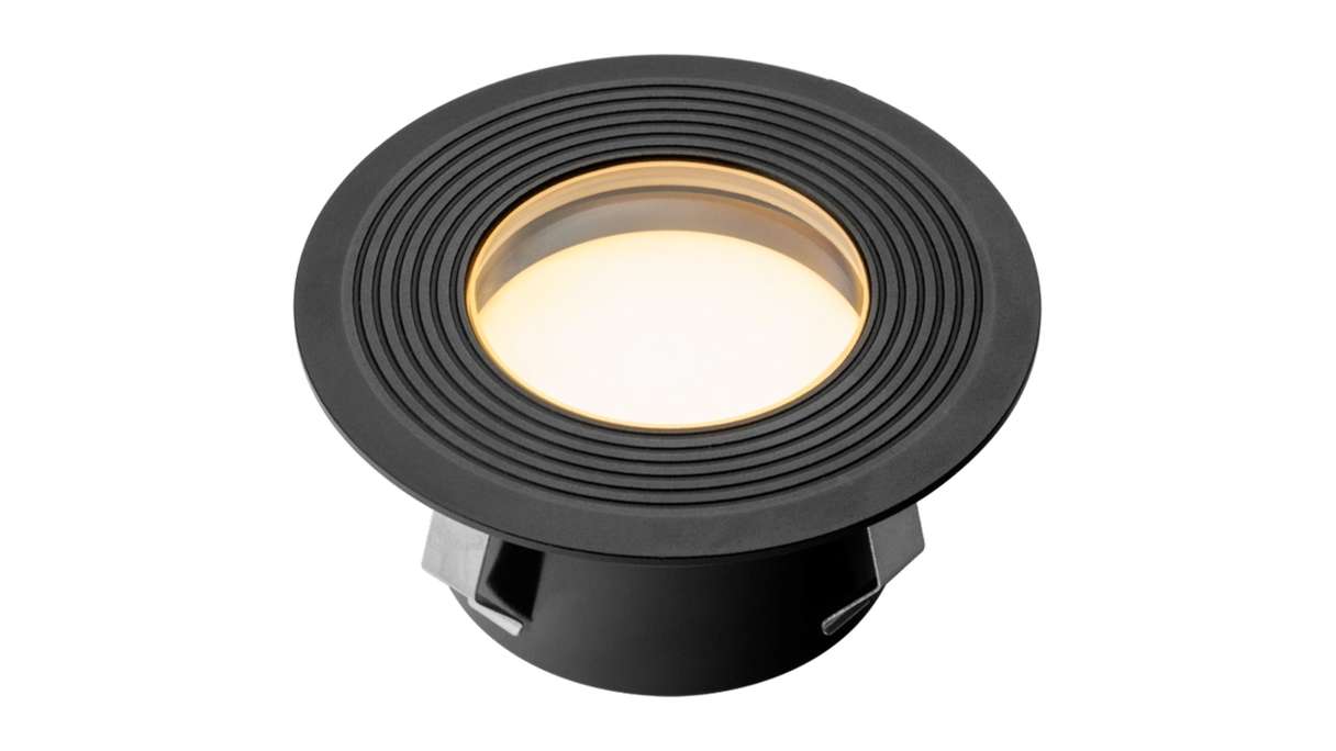 planeo Terrassenbeleuchtung 12V - LED-Einbauleuchte Onyx 90 RA - 2W 18 Lumen