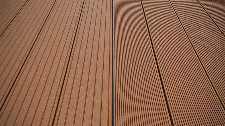 planeo LineWood WPC Terrassendiele Massiv - Hellbraun 4.8m gerillt/genutet