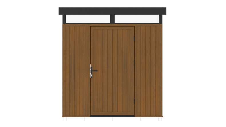 planeo WPC CoEx Flachdach Gartenhaus S - Burma Teak 208 x 200 x 226.5 cm